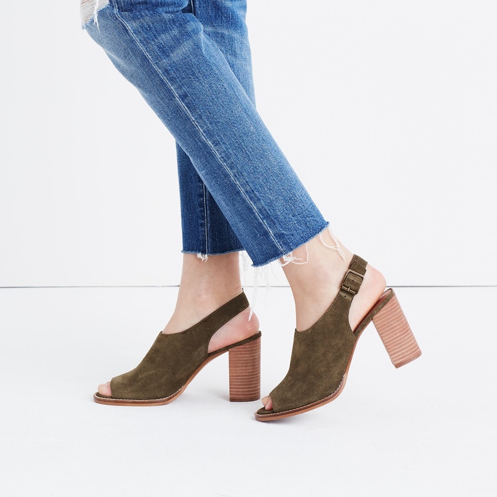 Madewell olive slingback heeled mule